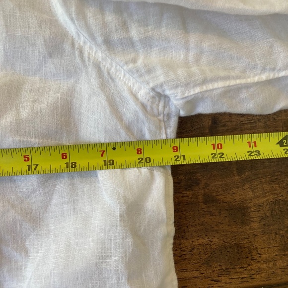 TALBOTS 100% Linen Popover Tunic Top Medium White Side Button Detail Coastal - Picture 6 of 8